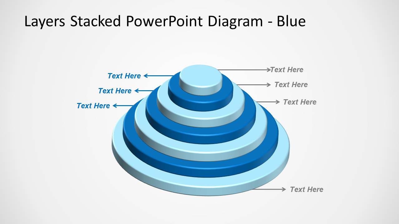 Blue Layered Stacked Diagram for PowerPoint Multi-Level with 7 Levels