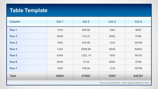 Table Template for PowerPoint