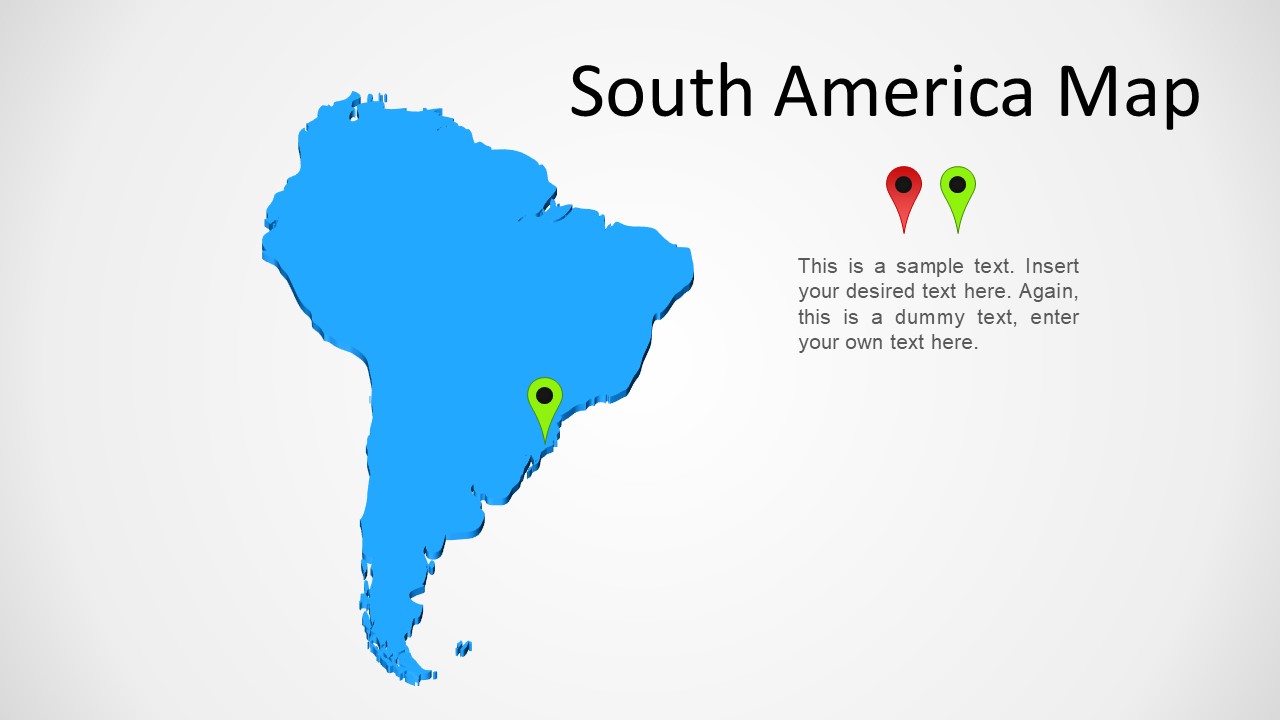 3D South America Map for PowerPoint
