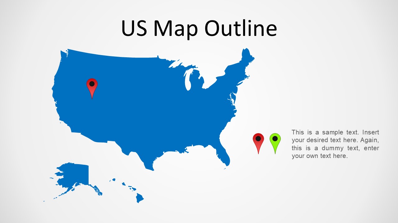 Outline United States map Blue Background