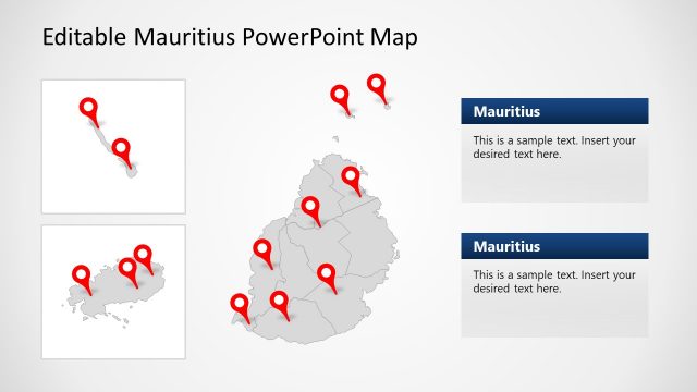 Mauritius Maps with Editable Text Boxes