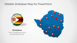 Editable Country Map with Zimbabwe Flag