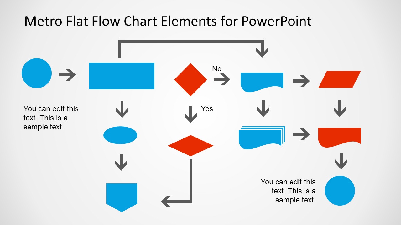 Metro Flat Flow Chart Example Slide for PowerPoint