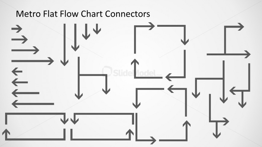 Flat Metro slide design with useful connectors and arrows for your presentations with flow chart diagrams