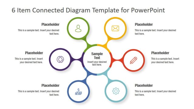 6 Item Connected Diagram Template for PowerPoint