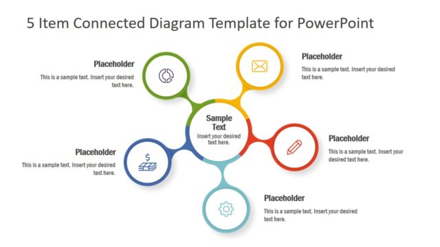 5 Item Connected Diagram Template for PowerPoint