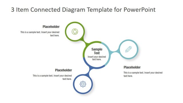 3 Item Connected Diagram Template for PowerPoint