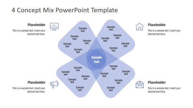 4 Concept Mix PowerPoint Template Diagram