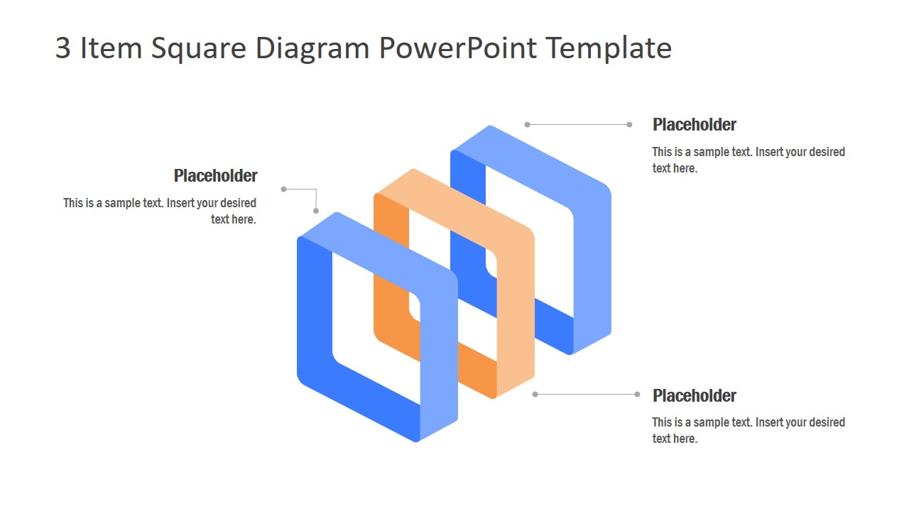 Square Blocks for 3 Item Diagram PPT