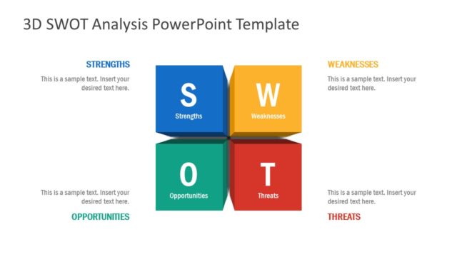 3D SWOT Analysis PowerPoint Template Concept