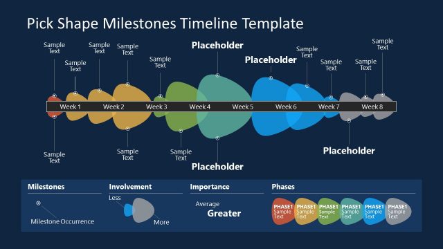 Pick Shape Milestones Timeline Template – Blue Background