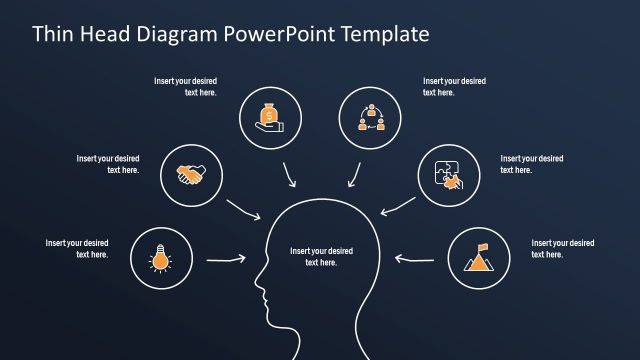 6-Item Thin Head Diagram for PowerPoint