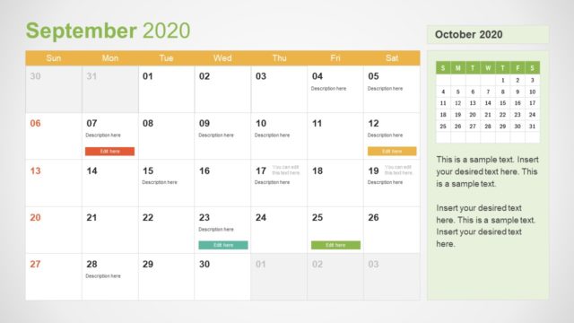 2020 Calendar PowerPoint September