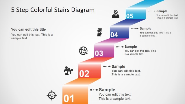 5 Step Colorful Stairs Diagram for PowerPoint