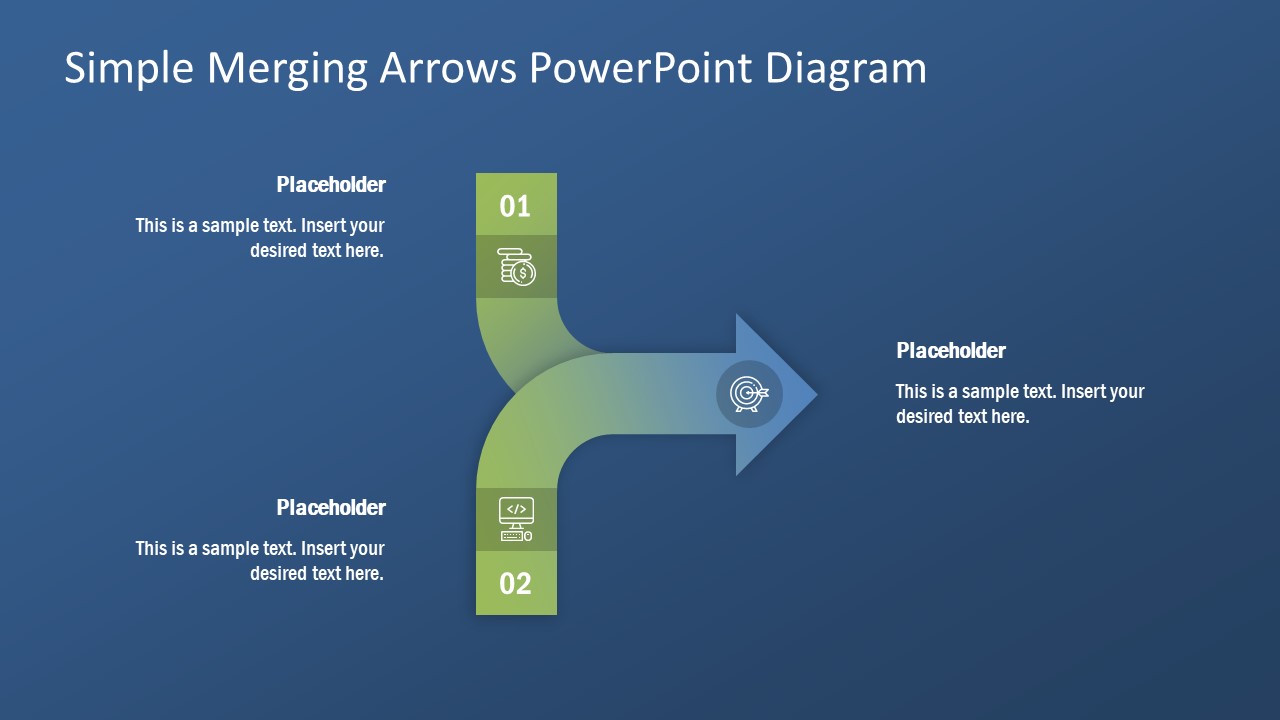 Simple Merging Arrows Powerpoint Diagram Slidemodel 9494