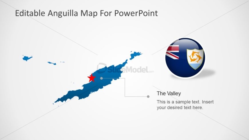 Flat Outline Map Template fo Anguilla