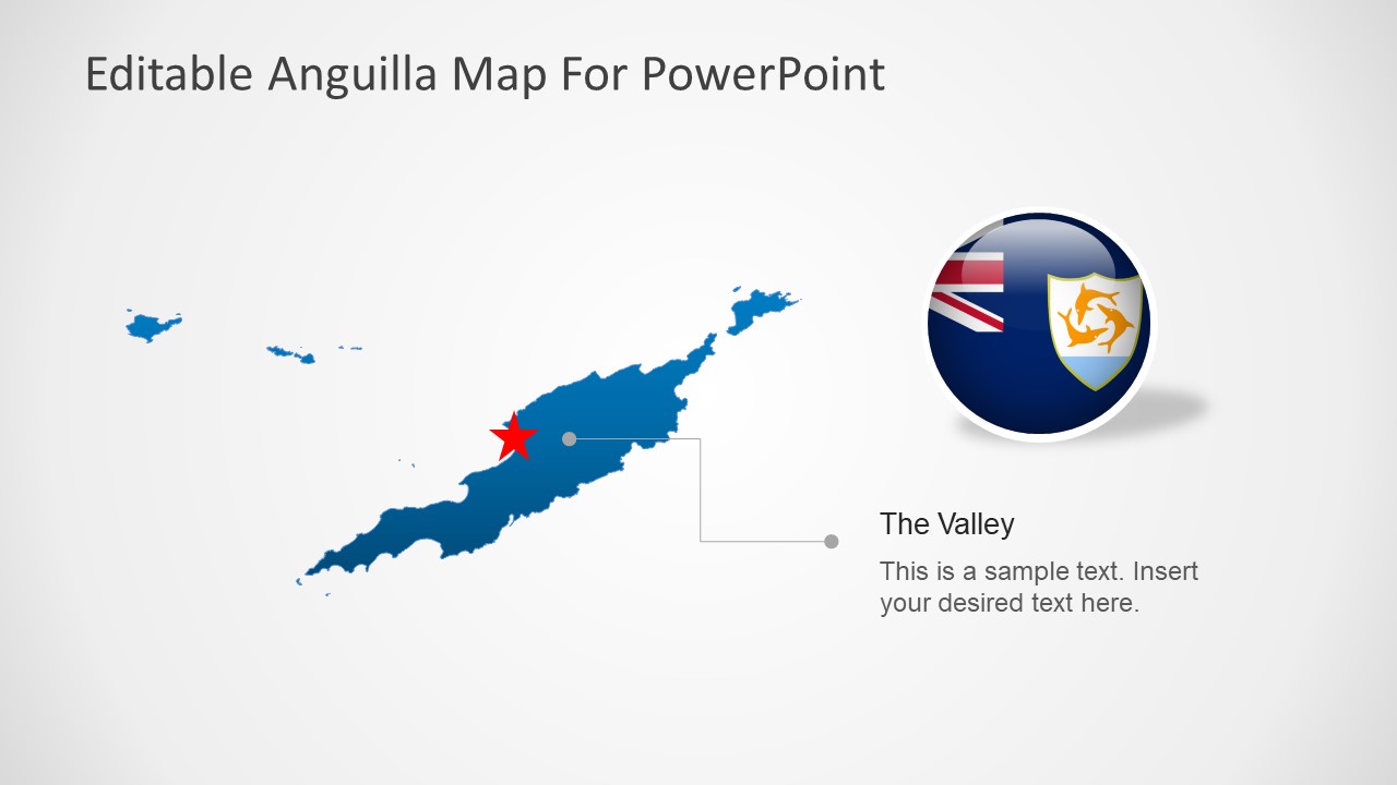 Flat Outline Map Template fo Anguilla