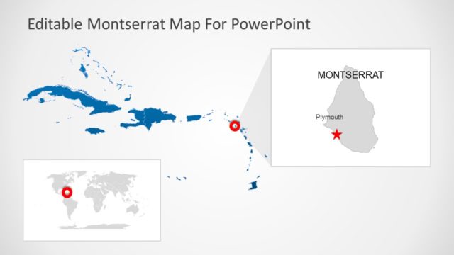 Silhouette Map of Montserrat PPT