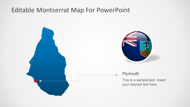 Silhouette Map of Montserrat in PowerPoint