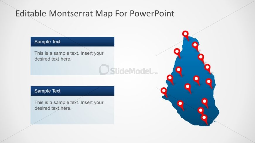 Flat Map of Montserrat in PowerPoint