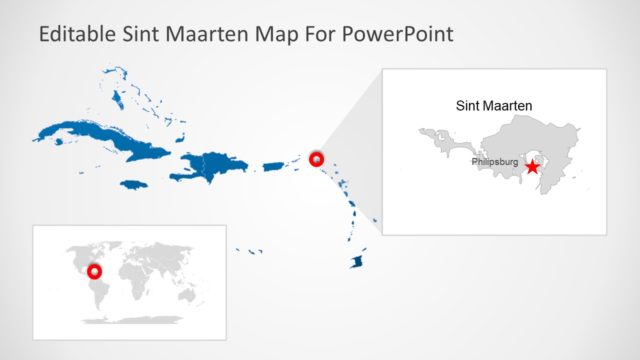 Caribbean Sea Sint Maarten Map PowerPoint