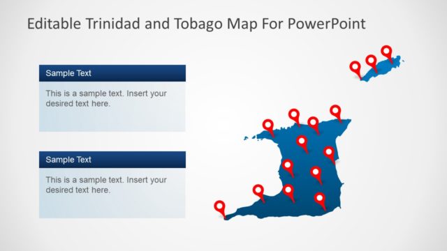 Flat Silhouette Trinidad and Tobago Map PPT