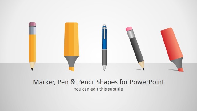 Pen, Pencil & Marker Shapes for PowerPoint