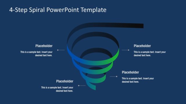 4 Steps PowerPoint Spiral Ribbon