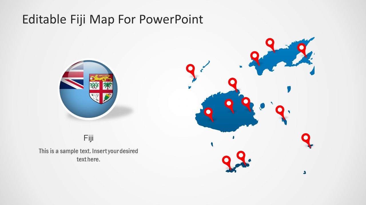 Map and Flag Fiji Template