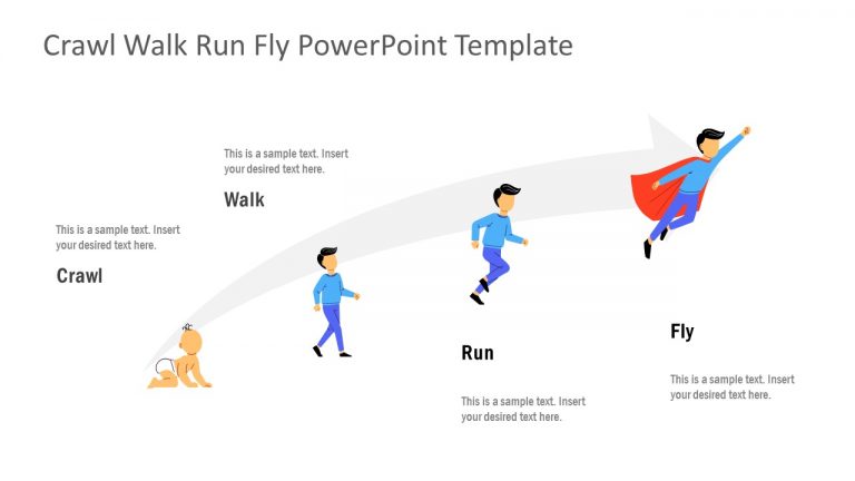 4 Steps Crawl Walk Run Fly PowerPoint - SlideModel
