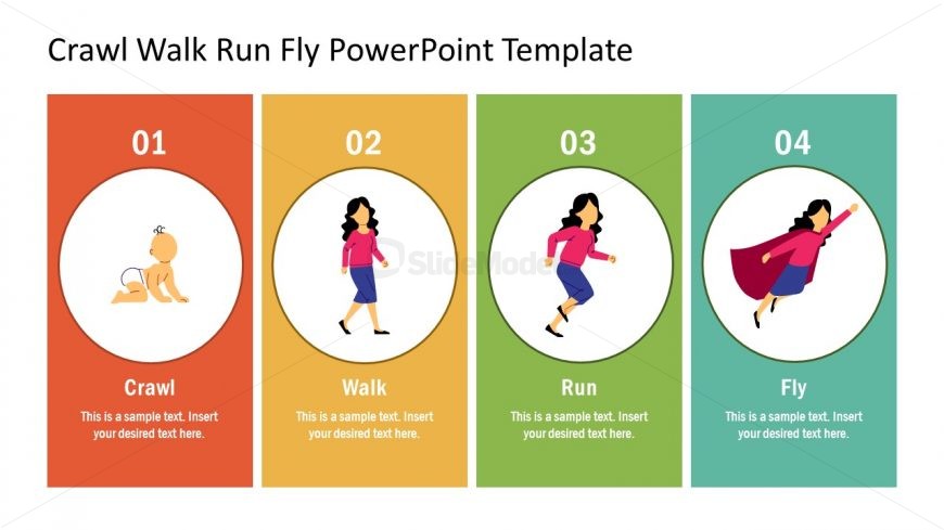 PowerPoint Diagram Crawl Walk Run Fly 