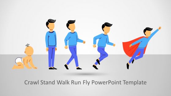 Man Crawl Stand Walk Run Fly PowerPoint Template