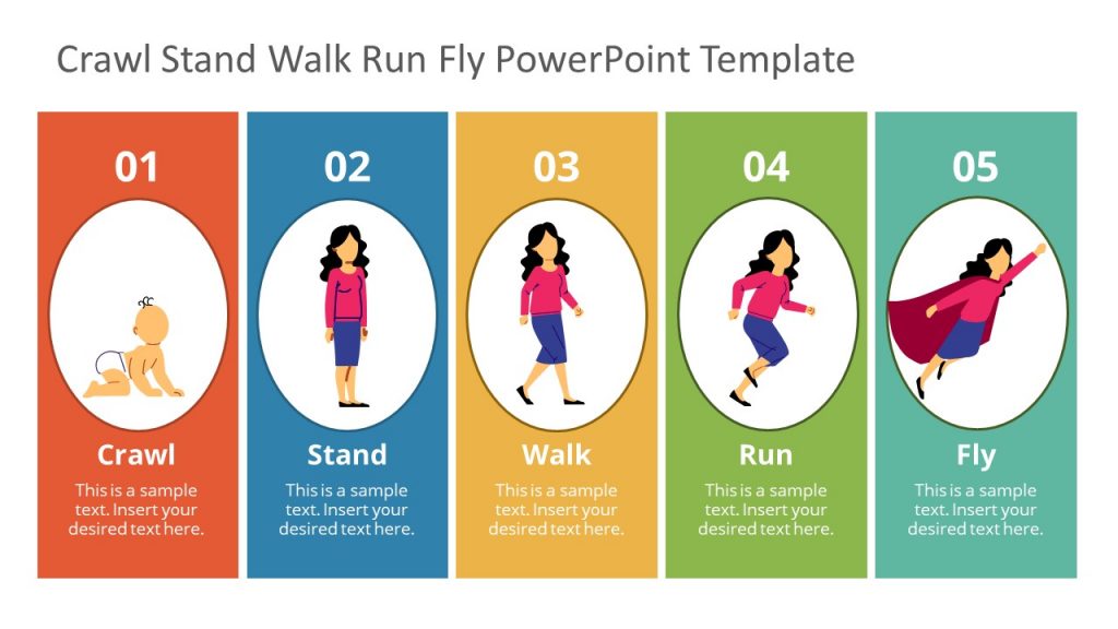 5 Steps Women Progress Diagram PowerPoint - SlideModel