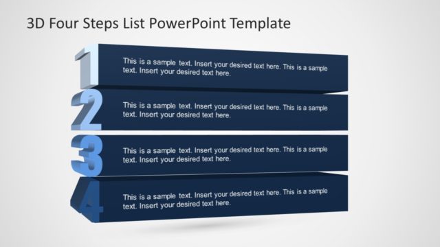 3D PowerPoint 4 Steps Bullet List