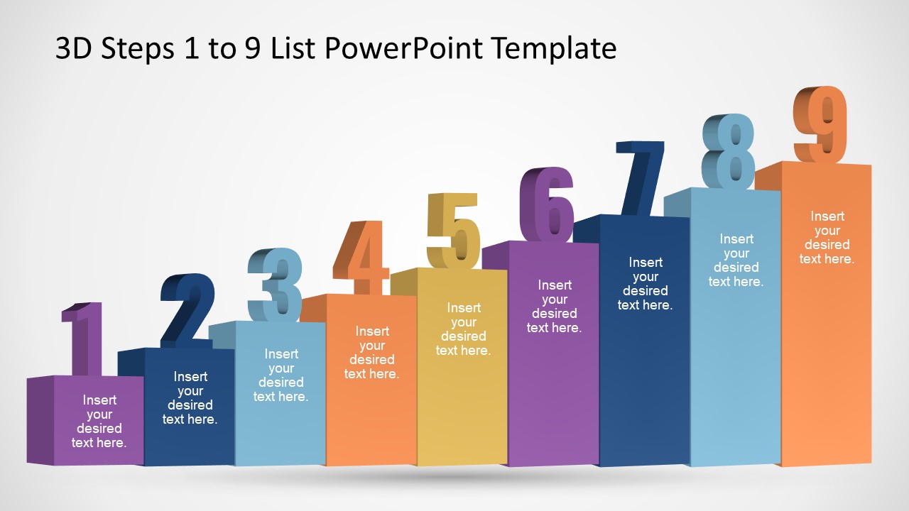9 Steps PowerPoint Stairs Timeline Template 