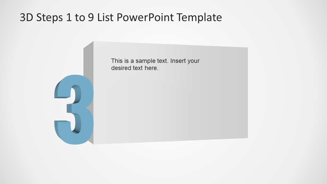 PowerPoint Number 3 List 3D Template 