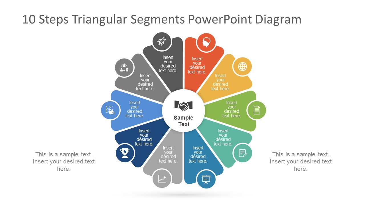10 Steps Triangular Segments Powerpoint Diagram Slidemodel 9812