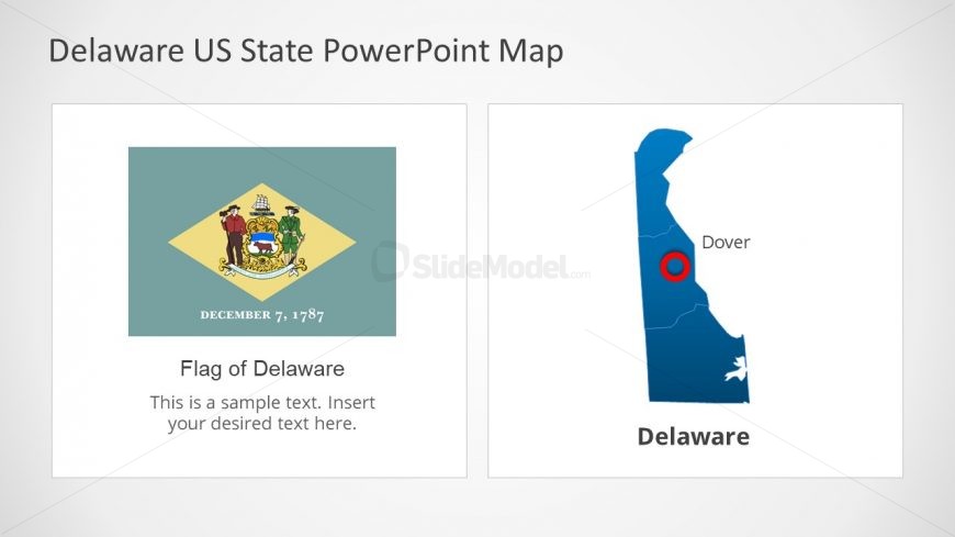 Flag and Map Slide for Delaware US State