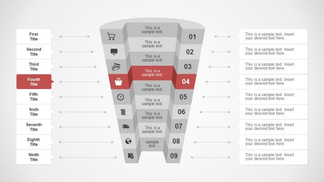 Stage 4 Rectangular PowerPoint Funnel