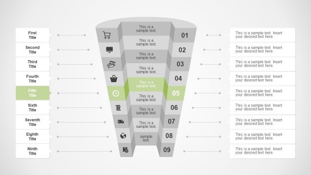 Stage 5 Rectangular PowerPoint Funnel