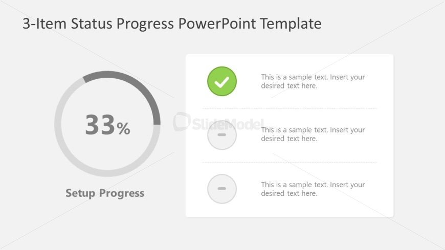 Editable 3-Item Status Progress Template for Presentation 