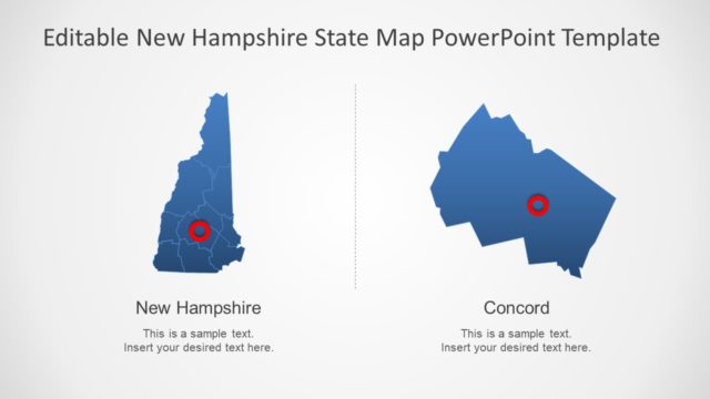 Editable Silhouette Map New Hampshire PPT