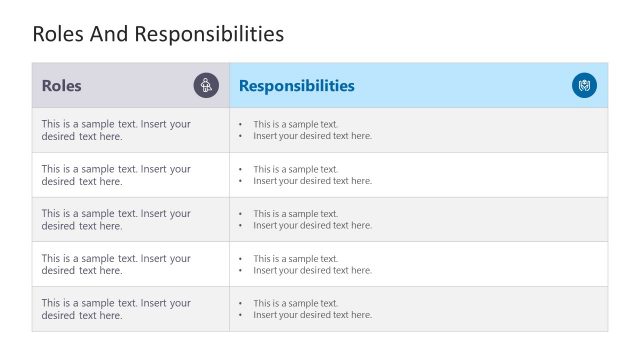 Table of Roles and Responsibilities