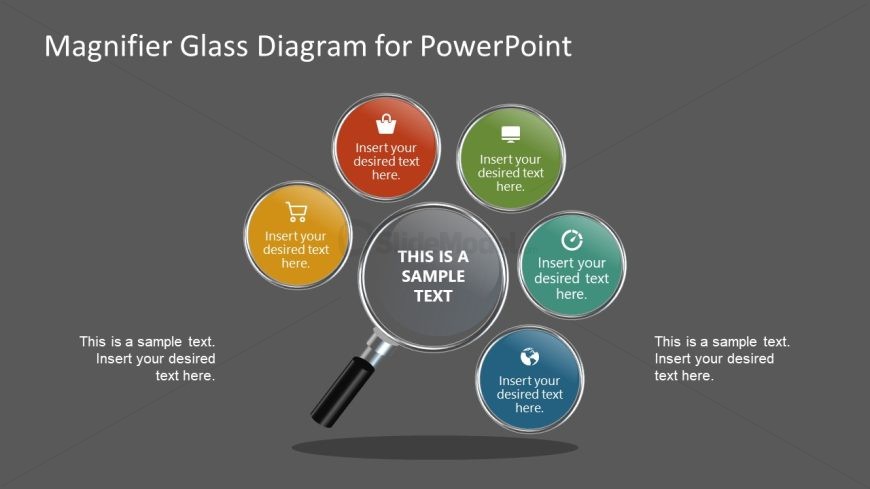 5-Step Magnifying Glass PPT Slide Template