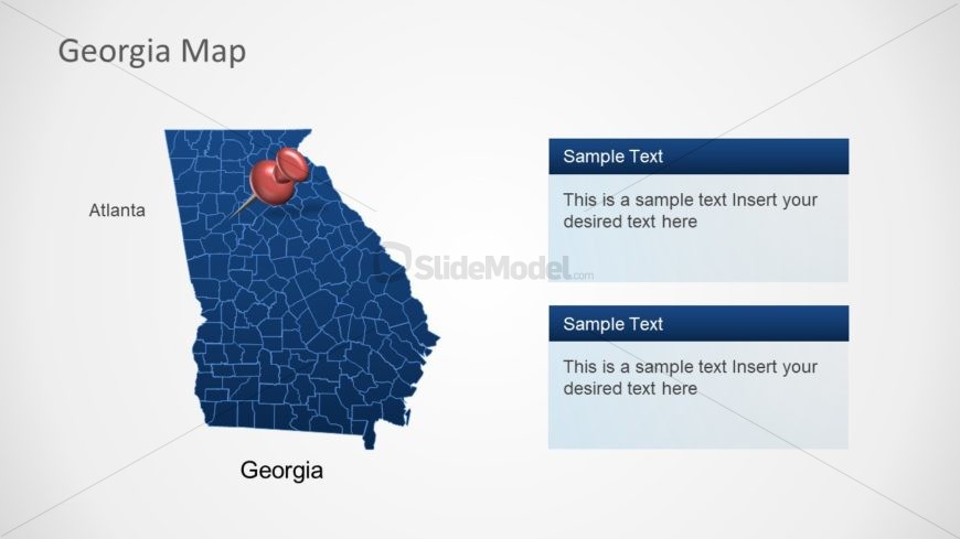 Flat Silhouette Map of Georgia Atlanta