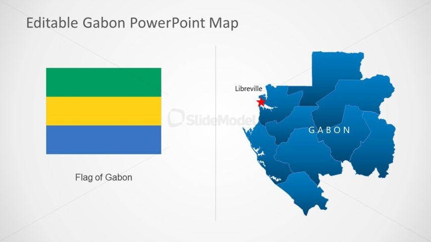 Flag of Gabon Slide with Gabon Map