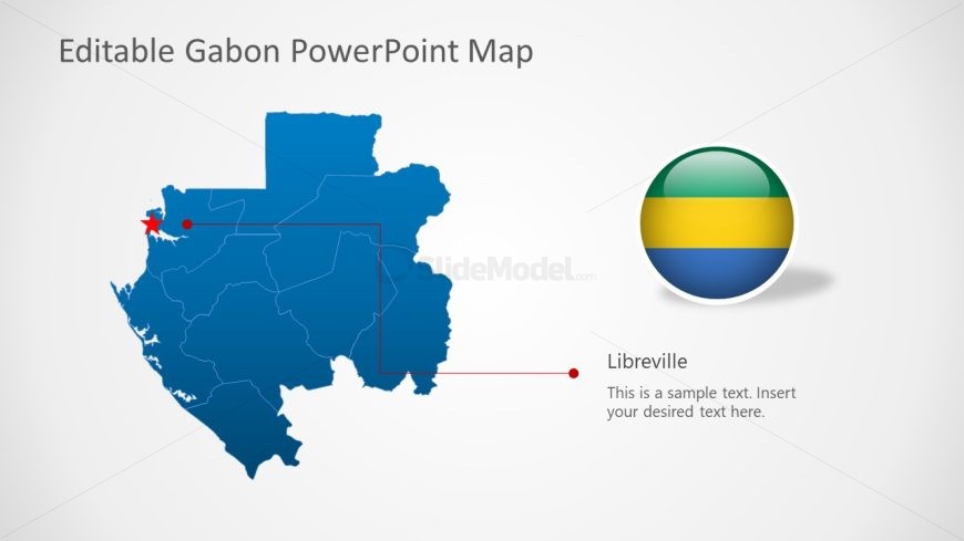 Gabon Map PowerPoint Slide with Libreville Indication