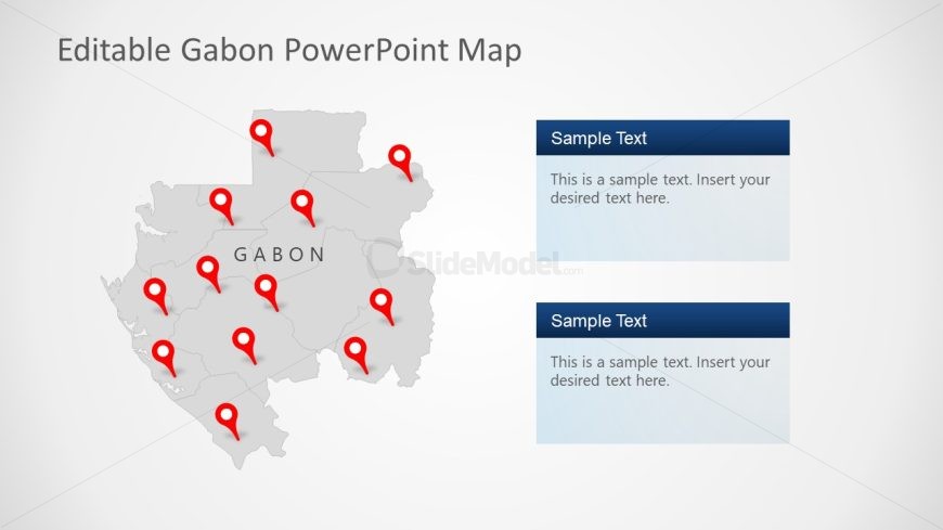 Gabon Map Location Tags Slide with Text Boxes