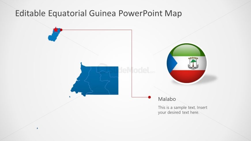 Equatorial Guinea Map PowerPoint Slide with Malabo Indication