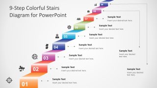 9-Step Colorful Stairs Diagram Slide